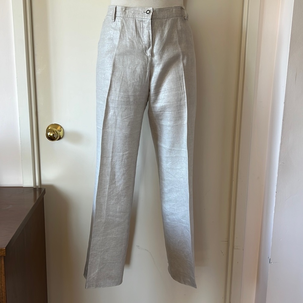 💕Escada Golden Beige 100% Linen Pants Sz 8 EUC💕